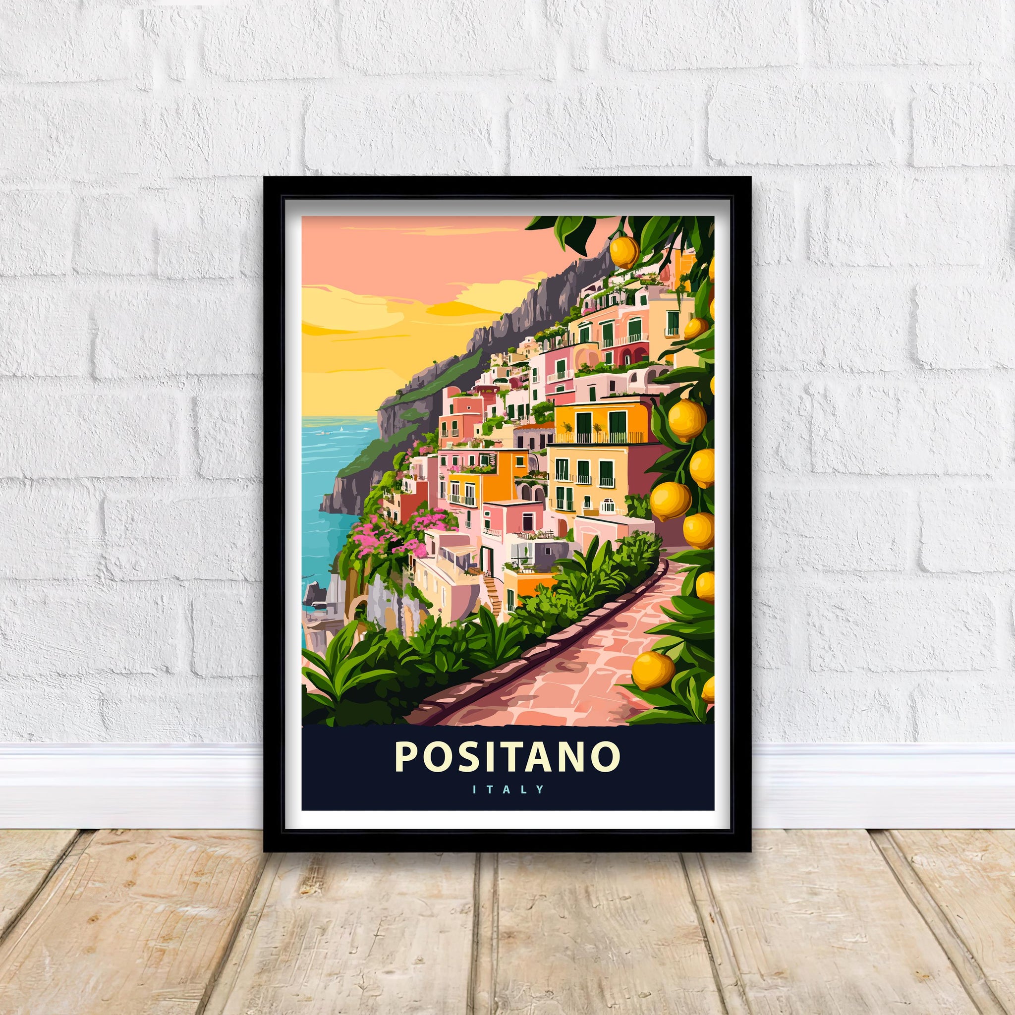 Positano Italy Travel Poster Amalfi Coast Art Positano Print Scenic Italian Village Poster Positano Beach Decor
