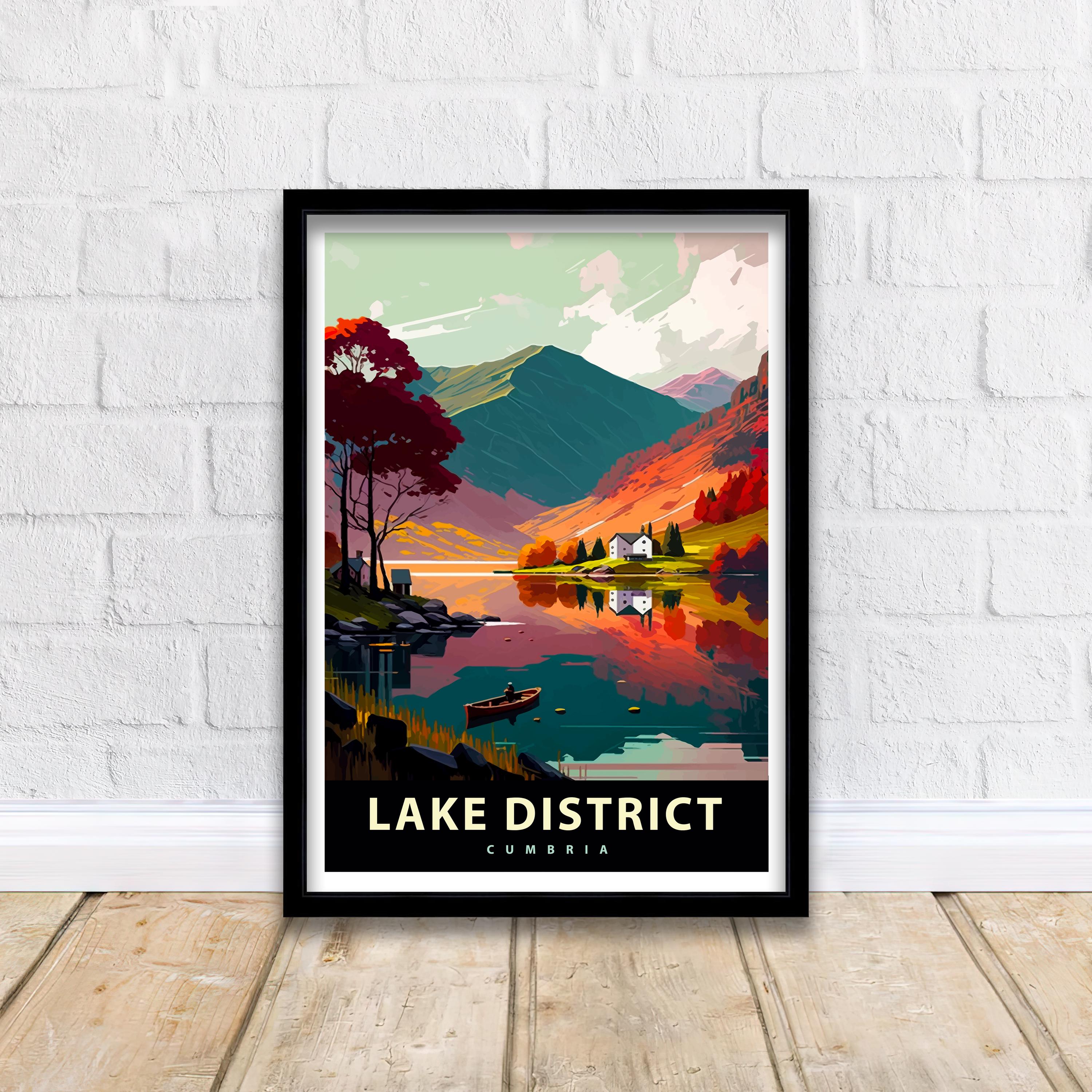 Lake District Travel Poster UK Landscape Art Lake District Print Scenic UK Poster Lake District Wall Decor