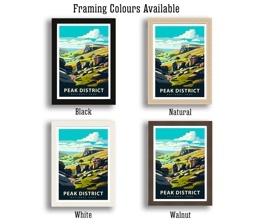 Peak District National Park Travel Poster UK Landscape Art Peak District Print Scenic British National Park Decor