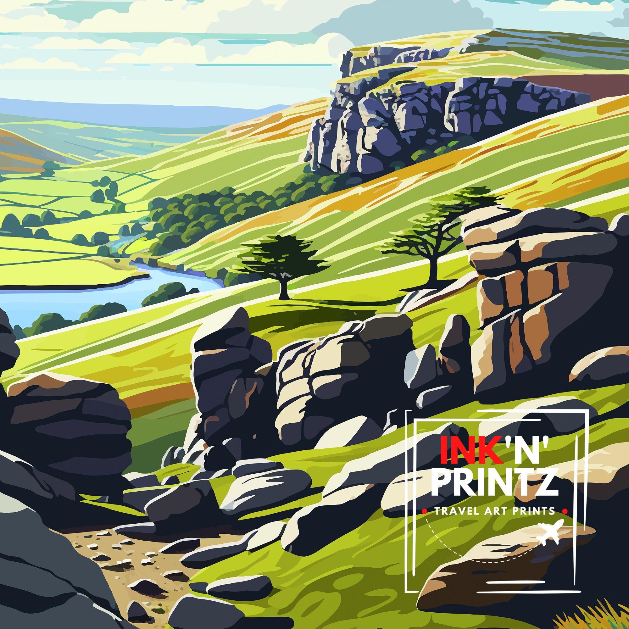 Peak District National Park Travel Poster UK Landscape Art Peak District Print Scenic British National Park Decor