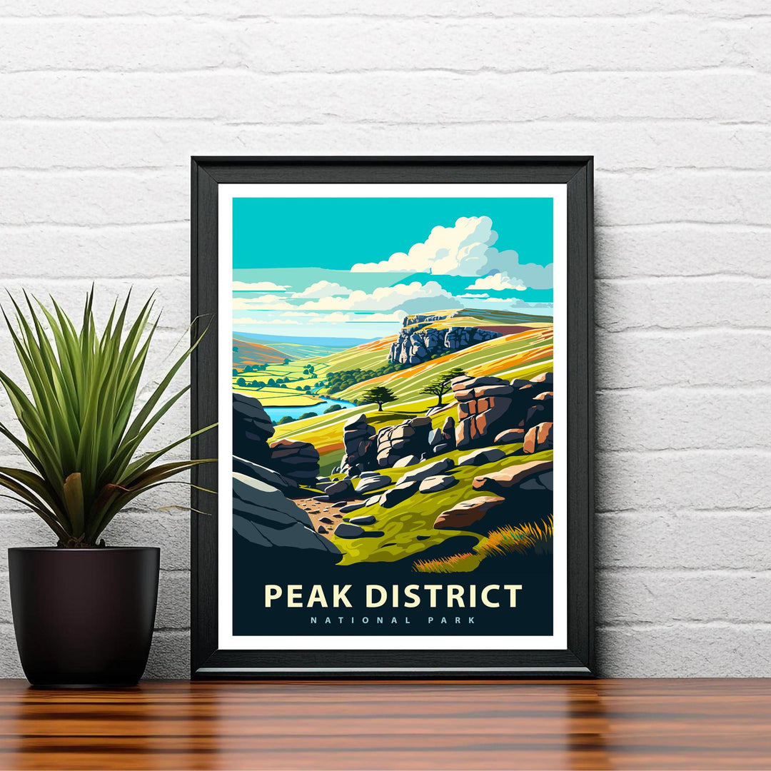 Peak District National Park Travel Poster UK Landscape Art Peak District Print Scenic British National Park Decor