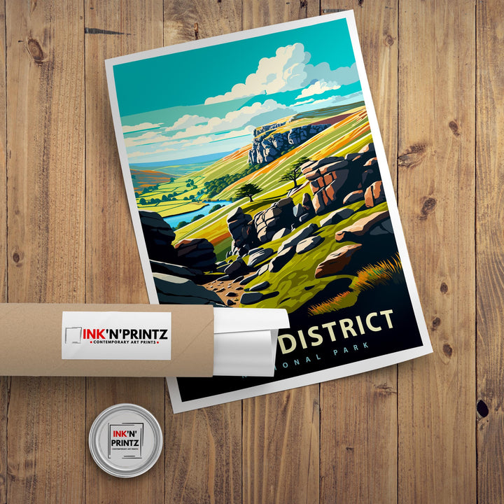 Peak District National Park Travel Poster UK Landscape Art Peak District Print Scenic British National Park Decor