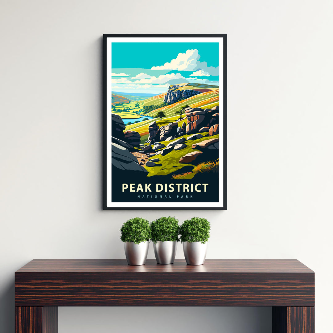 Peak District National Park Travel Poster UK Landscape Art Peak District Print Scenic British National Park Decor