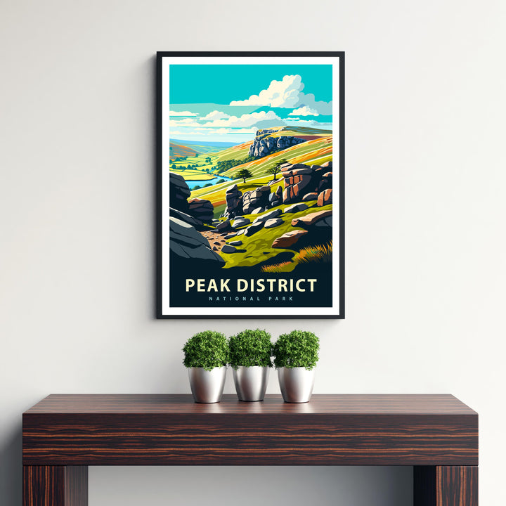 Peak District National Park Travel Poster UK Landscape Art Peak District Print Scenic British National Park Decor