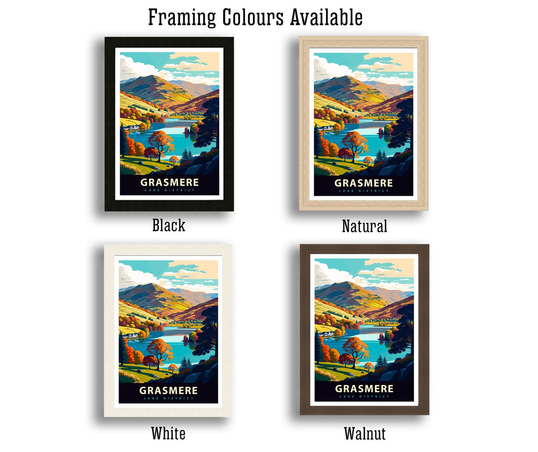 Grasmere Lake District Travel Poster UK Lake Art Grasmere Print Scenic Lake District Poster Grasmere Village Decor