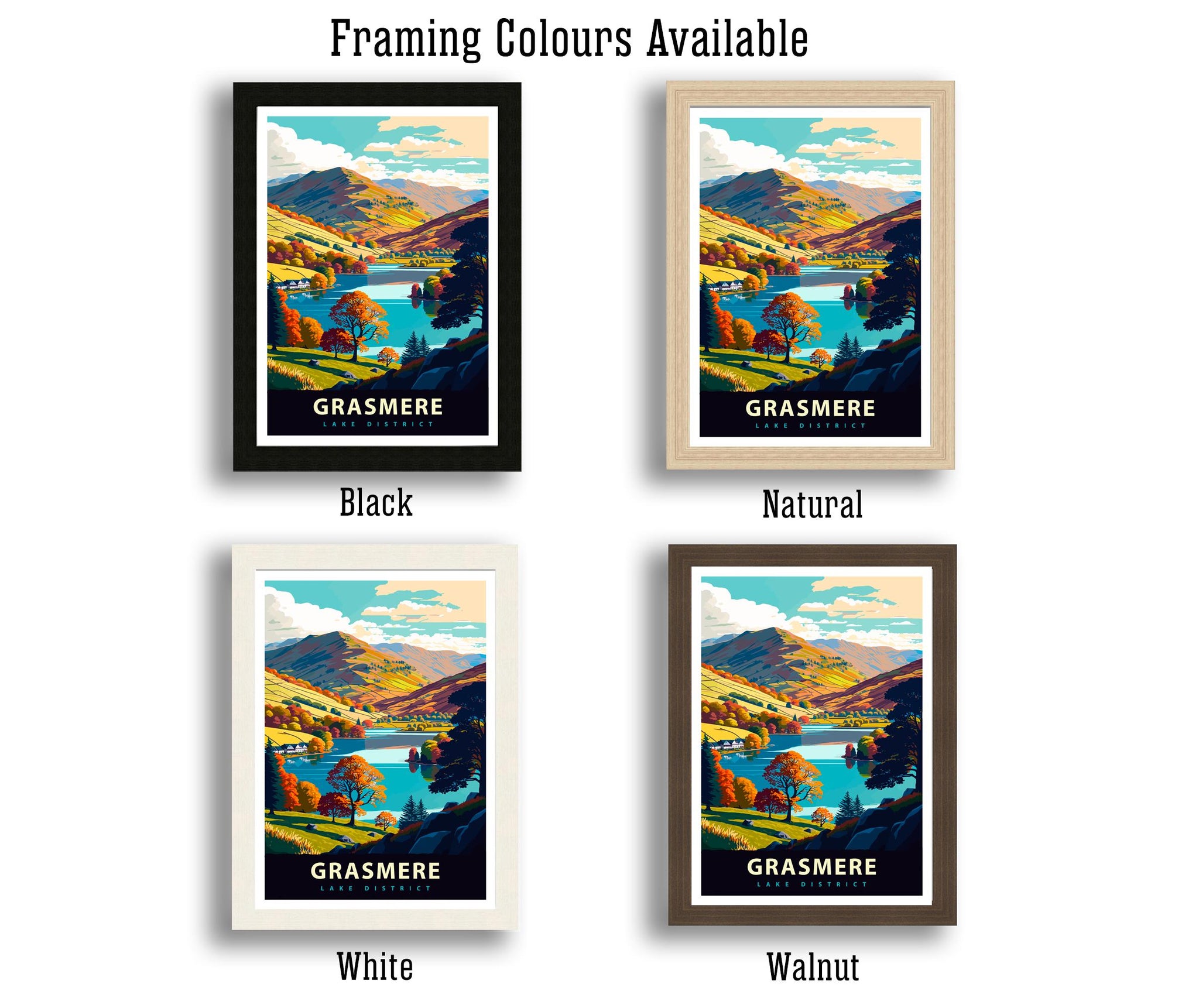 Grasmere Lake District Travel Poster UK Lake Art Grasmere Print Scenic Lake District Poster Grasmere Village Decor