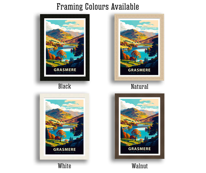 Grasmere Lake District Travel Poster UK Lake Art Grasmere Print Scenic Lake District Poster Grasmere Village Decor