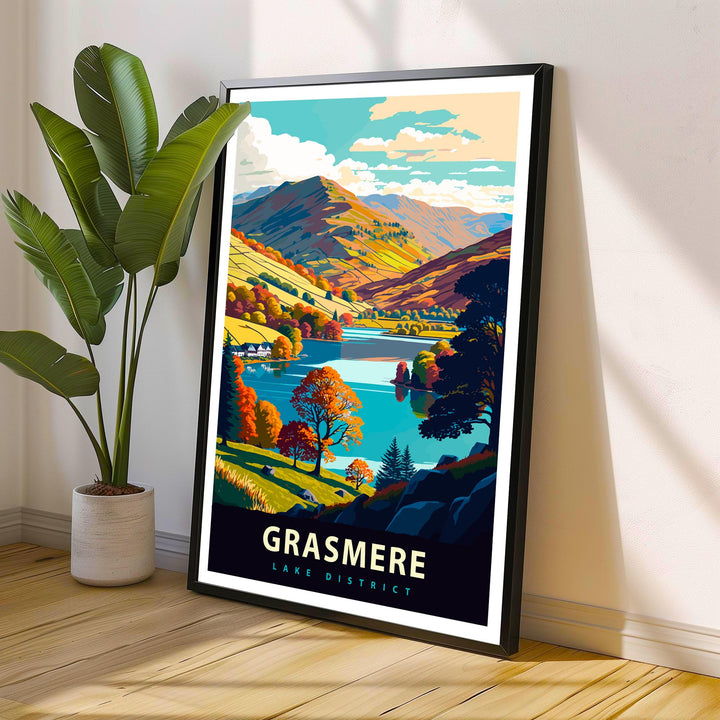 Grasmere Lake District Travel Poster UK Lake Art Grasmere Print Scenic Lake District Poster Grasmere Village Decor