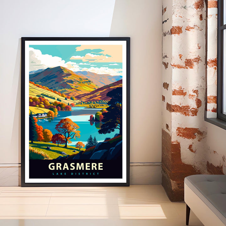 Grasmere Lake District Travel Poster UK Lake Art Grasmere Print Scenic Lake District Poster Grasmere Village Decor