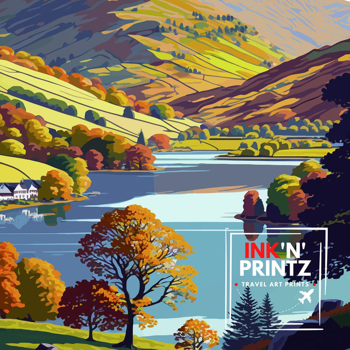 Grasmere Lake District Travel Poster UK Lake Art Grasmere Print Scenic Lake District Poster Grasmere Village Decor