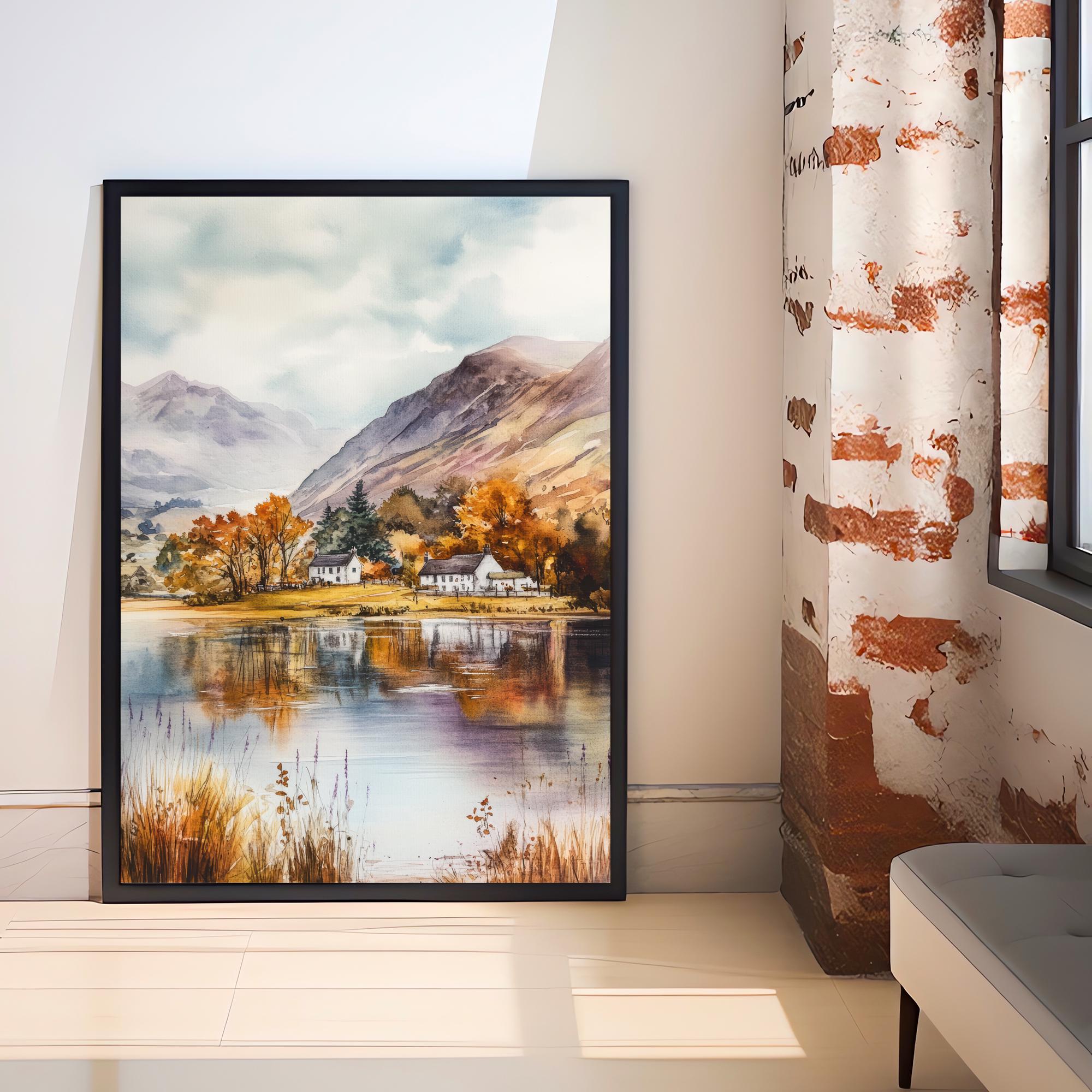 Lake District Watercolor Travel Print Wall Decor Wall Art Lake District Landscape Wall Hanging Home Décor British Countryside Gift Art