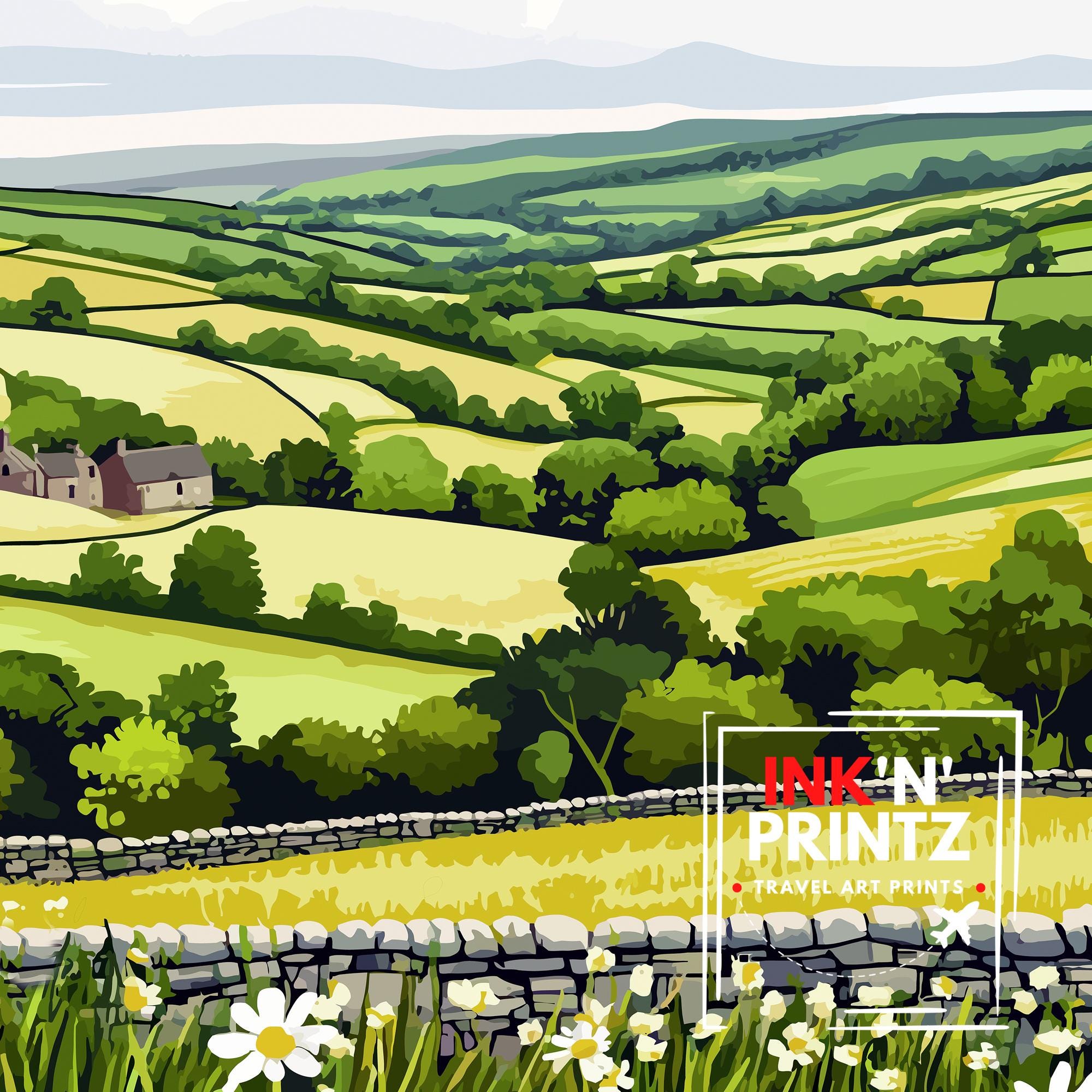 Peak District Travel Print | Peak District Art | Peak District Print | Landscape | Travel Poster | Peak District Poster
