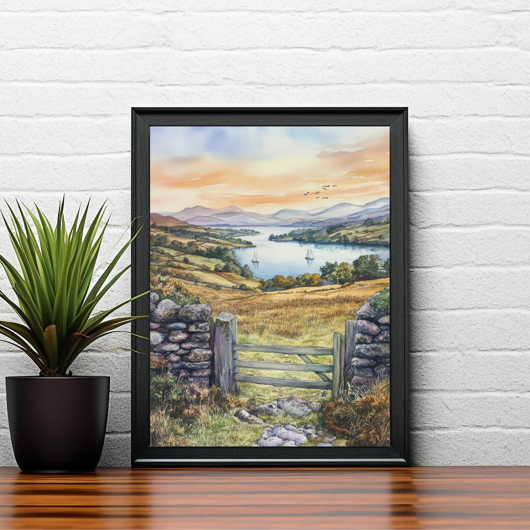 Lake District Watercolor Travel Print Wall Decor Wall Art Lake District Landscape Wall Hanging Home Décor British Countryside Gift Art
