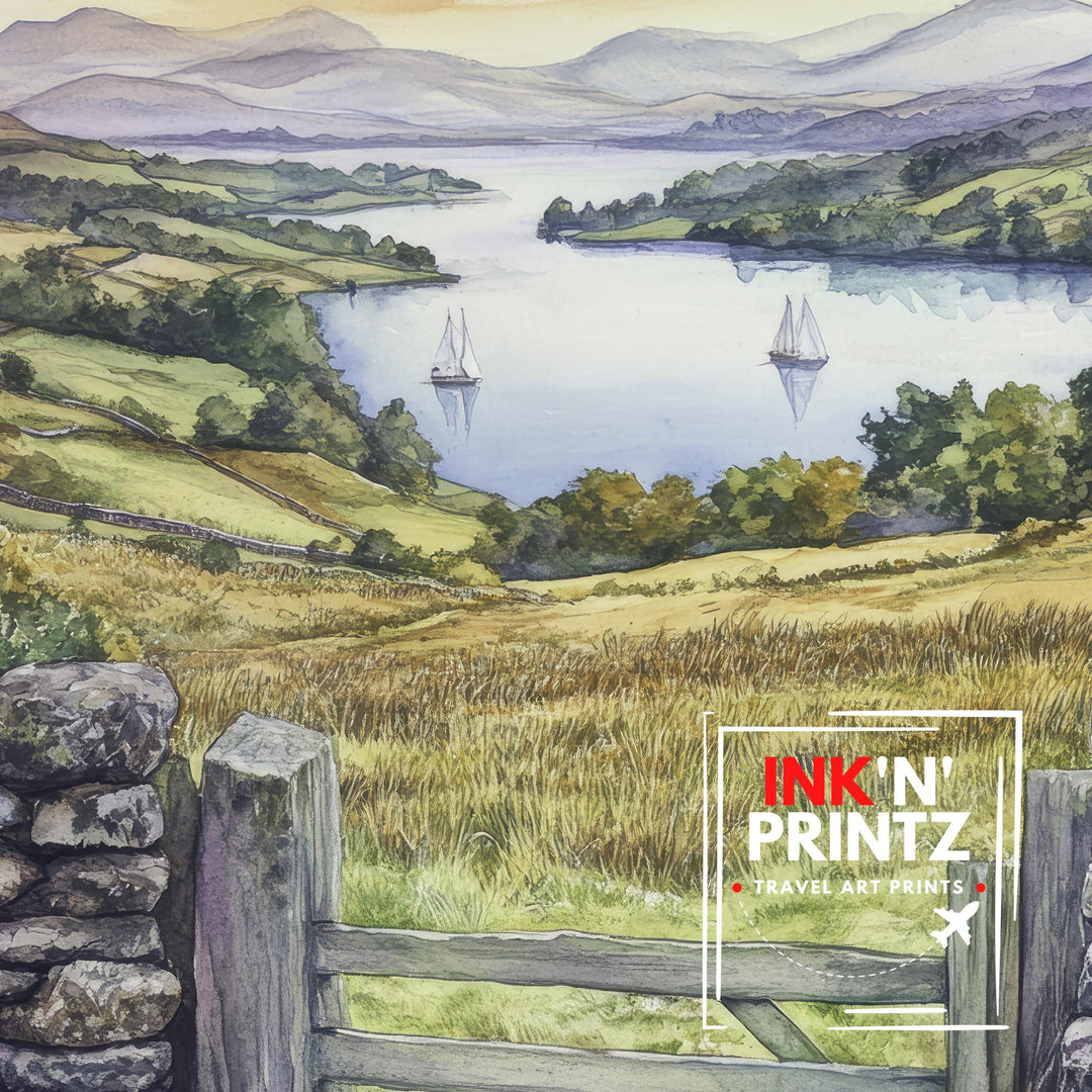 Lake District Watercolor Travel Print Wall Decor Wall Art Lake District Landscape Wall Hanging Home Décor British Countryside Gift Art