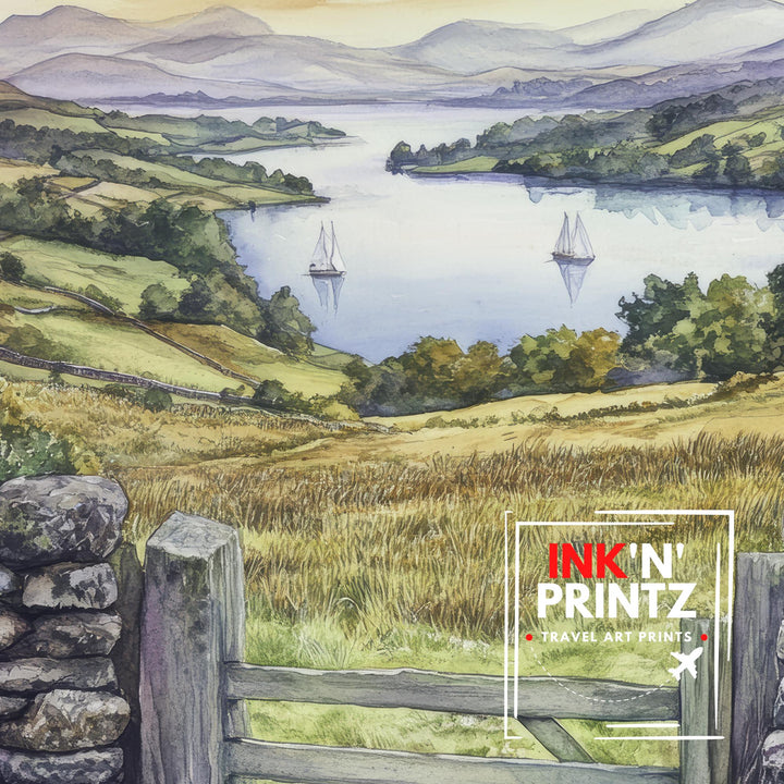 Lake District Watercolor Travel Print Wall Decor Wall Art Lake District Landscape Wall Hanging Home Décor British Countryside Gift Art
