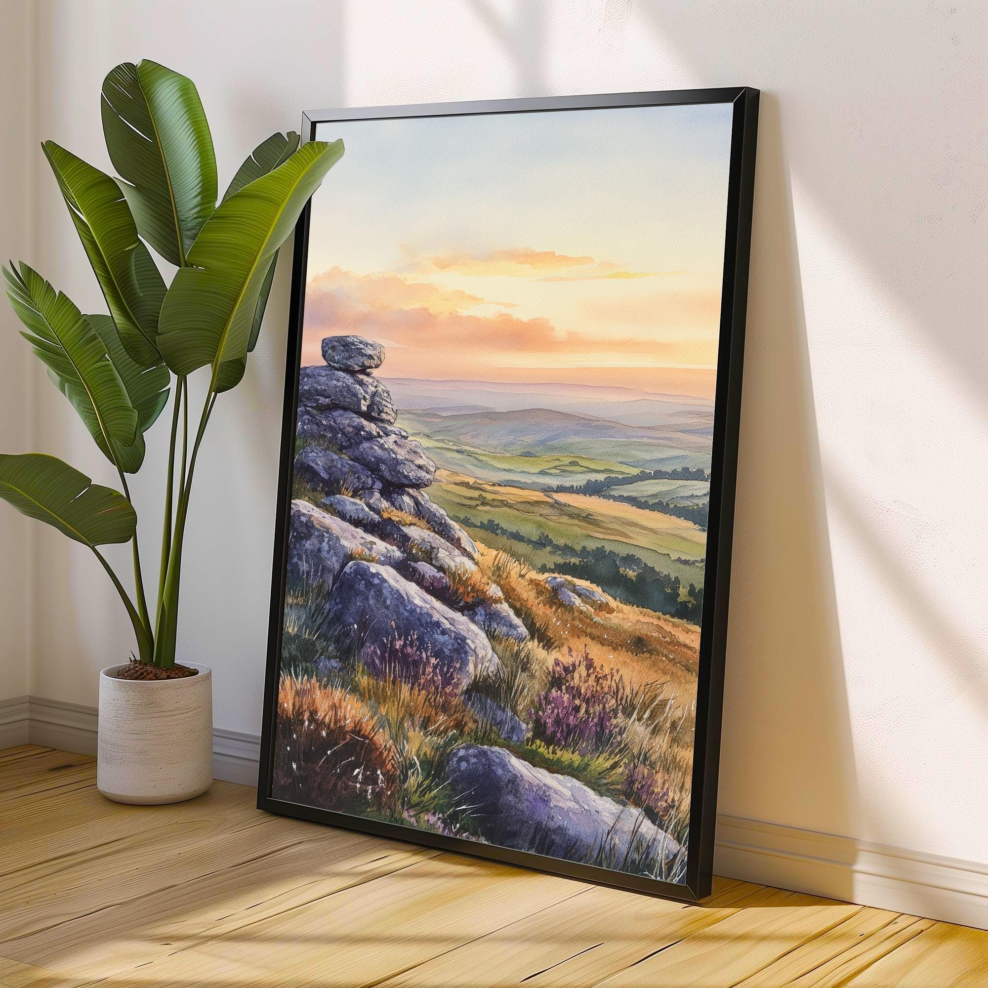 Peak District Watercolor Painting UK Landscape Art Peak District Print Scenic British Countryside Decor