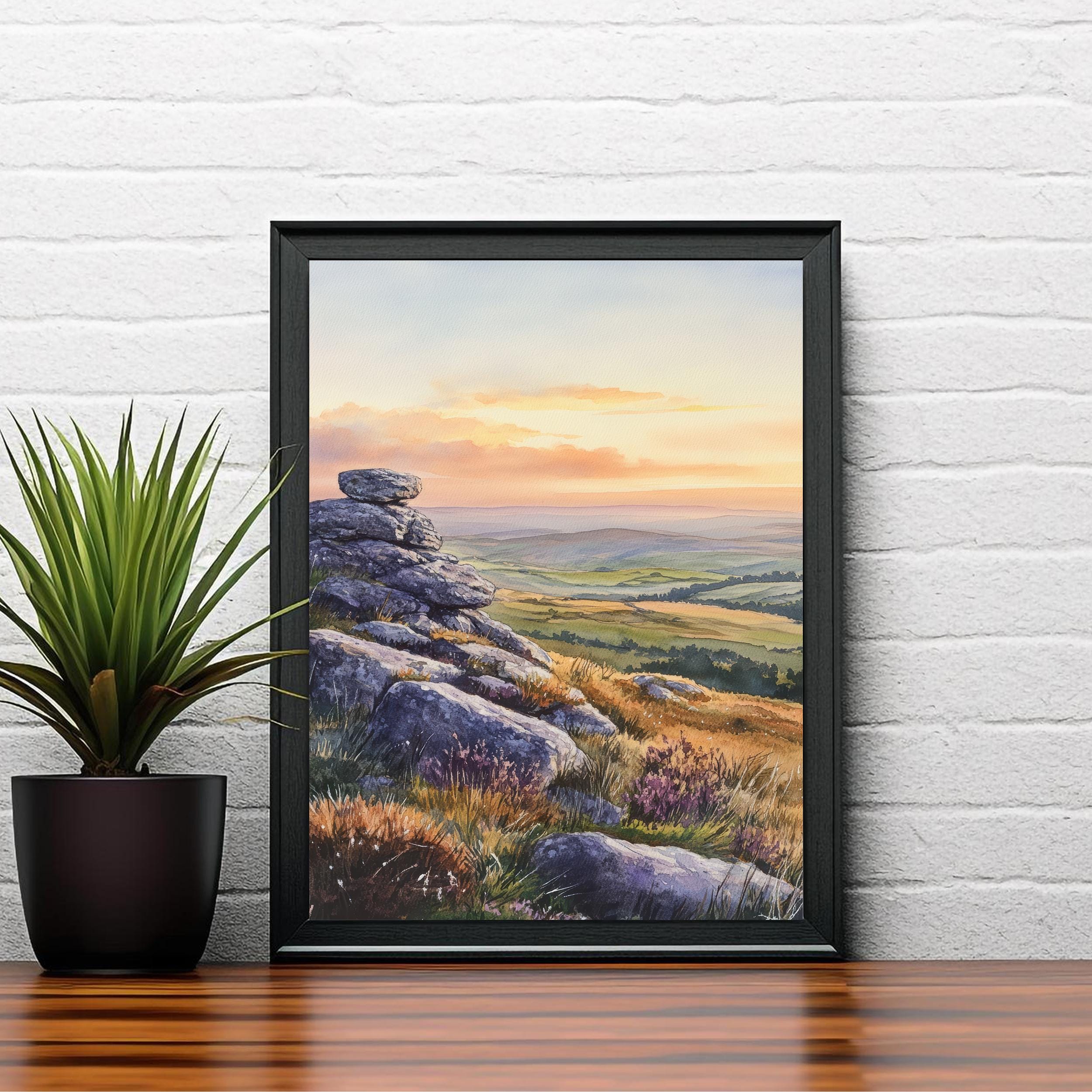 Peak District Watercolor Painting UK Landscape Art Peak District Print Scenic British Countryside Decor