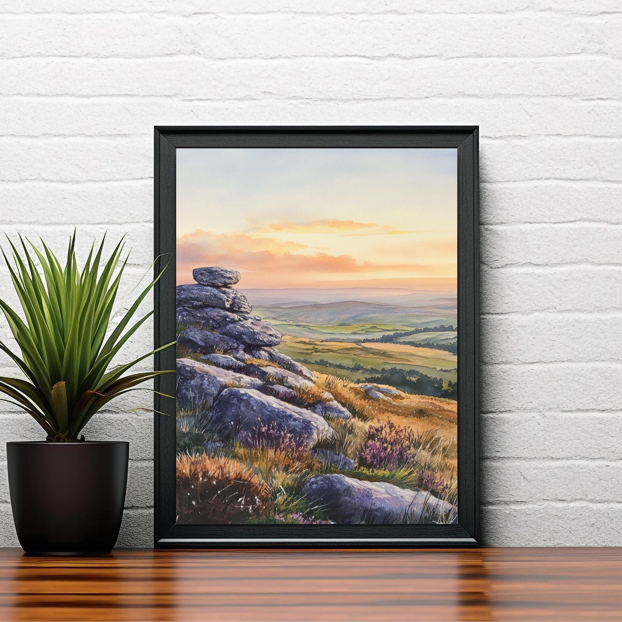 Peak District Watercolor Painting UK Landscape Art Peak District Print Scenic British Countryside Decor