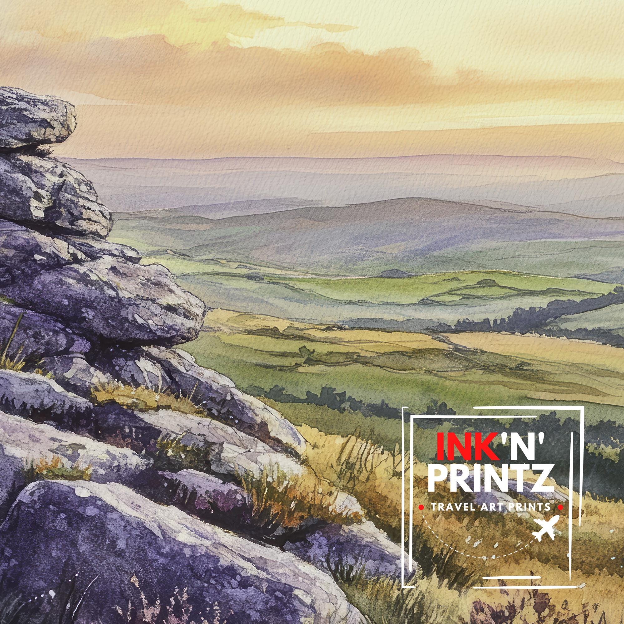 Peak District Watercolor Painting UK Landscape Art Peak District Print Scenic British Countryside Decor