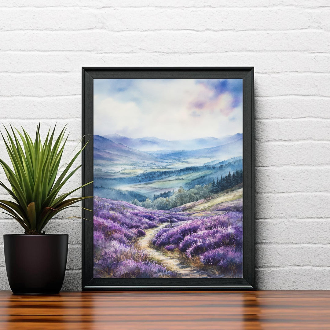 Scottish Highlands Watercolor Painting Scotland Landscape Art Highland Print Scenic Scottish Watercolor Decor