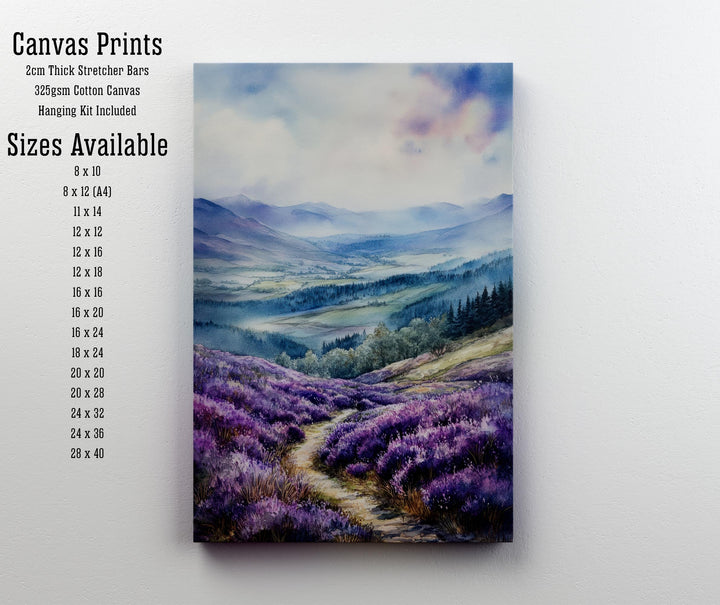 Scottish Highlands Watercolor Painting Scotland Landscape Art Highland Print Scenic Scottish Watercolor Decor
