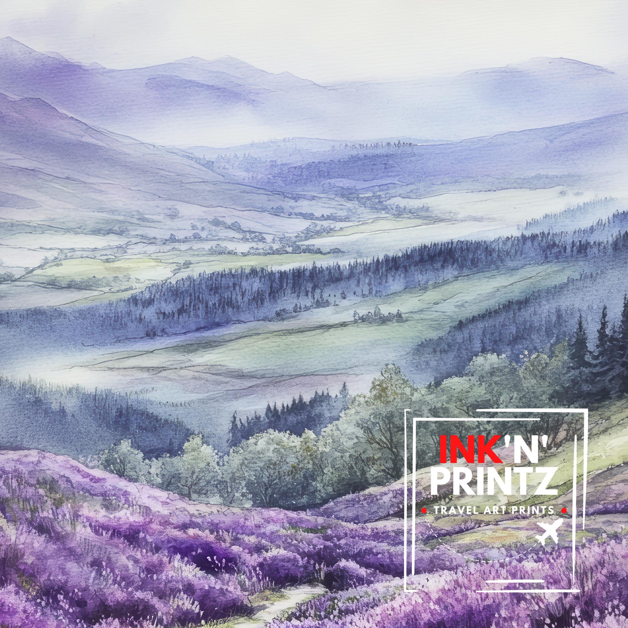 Scottish Highlands Watercolor Painting Scotland Landscape Art Highland Print Scenic Scottish Watercolor Decor