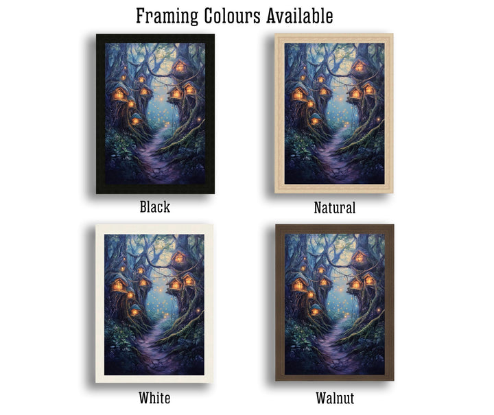 Twilight Fairy Hollow Art Print Cottagecore Decor Whimsical Woodland Wall Art Vintage Nature Poster for Cozy Homes and Forest Inspired