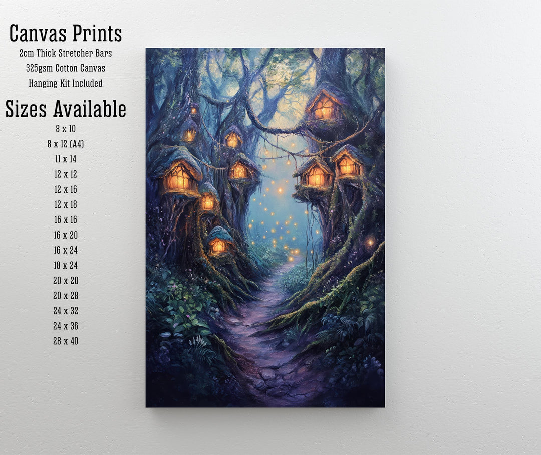 Twilight Fairy Hollow Art Print Cottagecore Decor Whimsical Woodland Wall Art Vintage Nature Poster for Cozy Homes and Forest Inspired