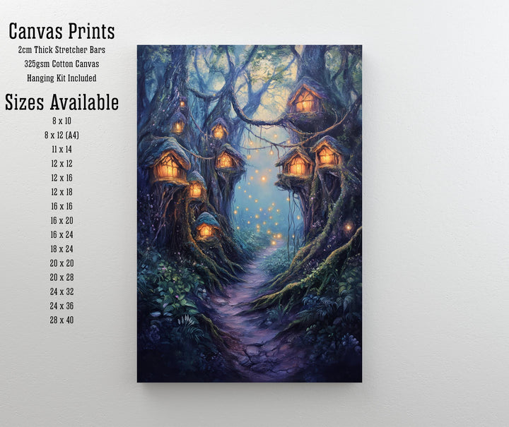 Twilight Fairy Hollow Art Print Cottagecore Decor Whimsical Woodland Wall Art Vintage Nature Poster for Cozy Homes and Forest Inspired
