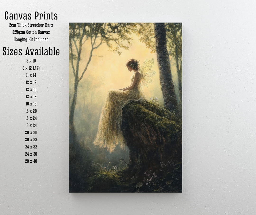 Fairy Dewdrop Woodland Art Print Cottagecore & Dark Academia Decor Whimsical Forest Wall Art Vintage Nature Poster for Enchanted Rustic