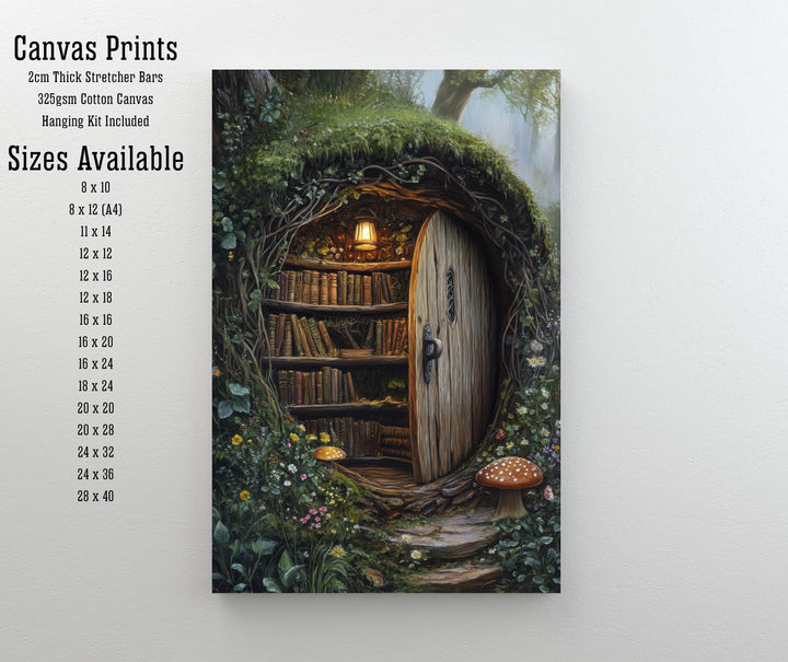 Moss Covered Library Art Print Cottagecore Decor Enchanted Bookish Wall Art Vintage Nature Poster for Cozy Homes and Nature Inspired Spaces