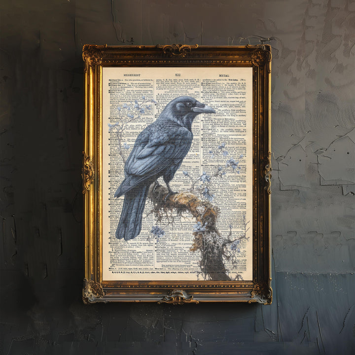 Raven Encyclopedia Poster Vintage Nature Wall Art Cottagecore Decor Scientific Bird Illustration Print for Cozy Homes and Nature Inspired