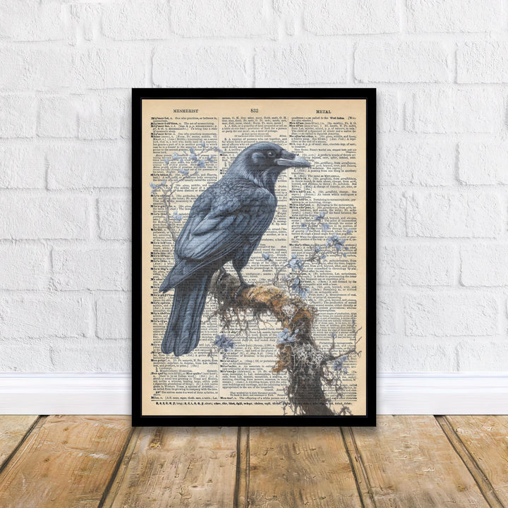 Raven Encyclopedia Poster Vintage Nature Wall Art Cottagecore Decor Scientific Bird Illustration Print for Cozy Homes and Nature Inspired