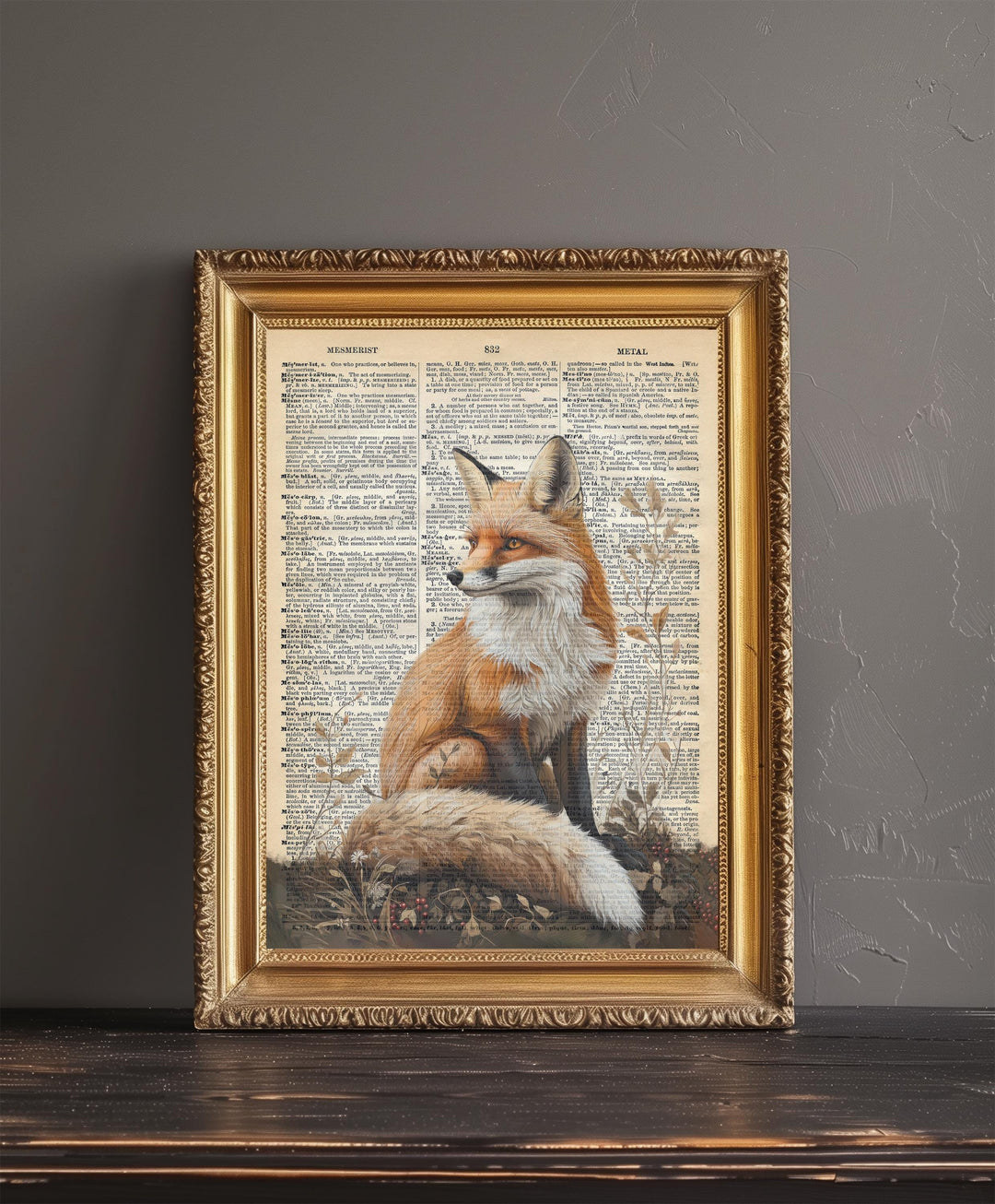 Red Fox Encyclopedia Poster Vintage Nature Wall Art Cottagecore Decor Scientific Animal Illustration Print for Cozy Homes and Nature