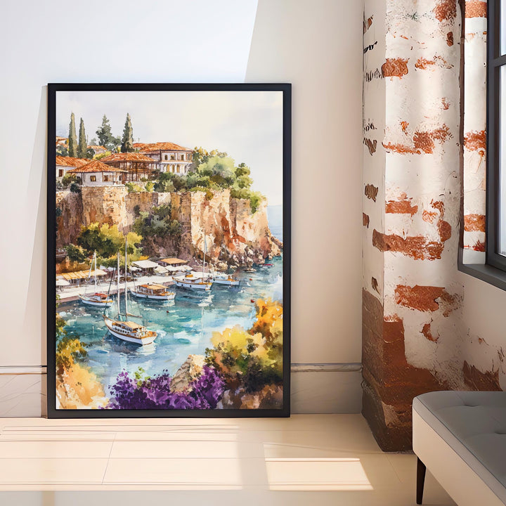 Antalya Turkey Travel Poster Turkish Coast Art Antalya Print Scenic Mediterranean Poster Antalya Beach Decor