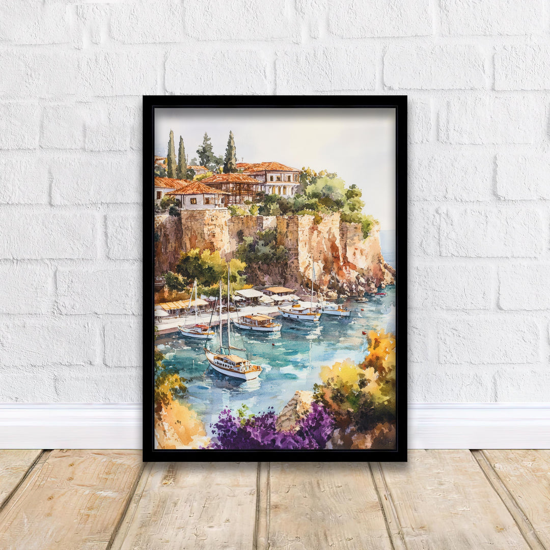 Antalya Turkey Travel Poster Turkish Coast Art Antalya Print Scenic Mediterranean Poster Antalya Beach Decor