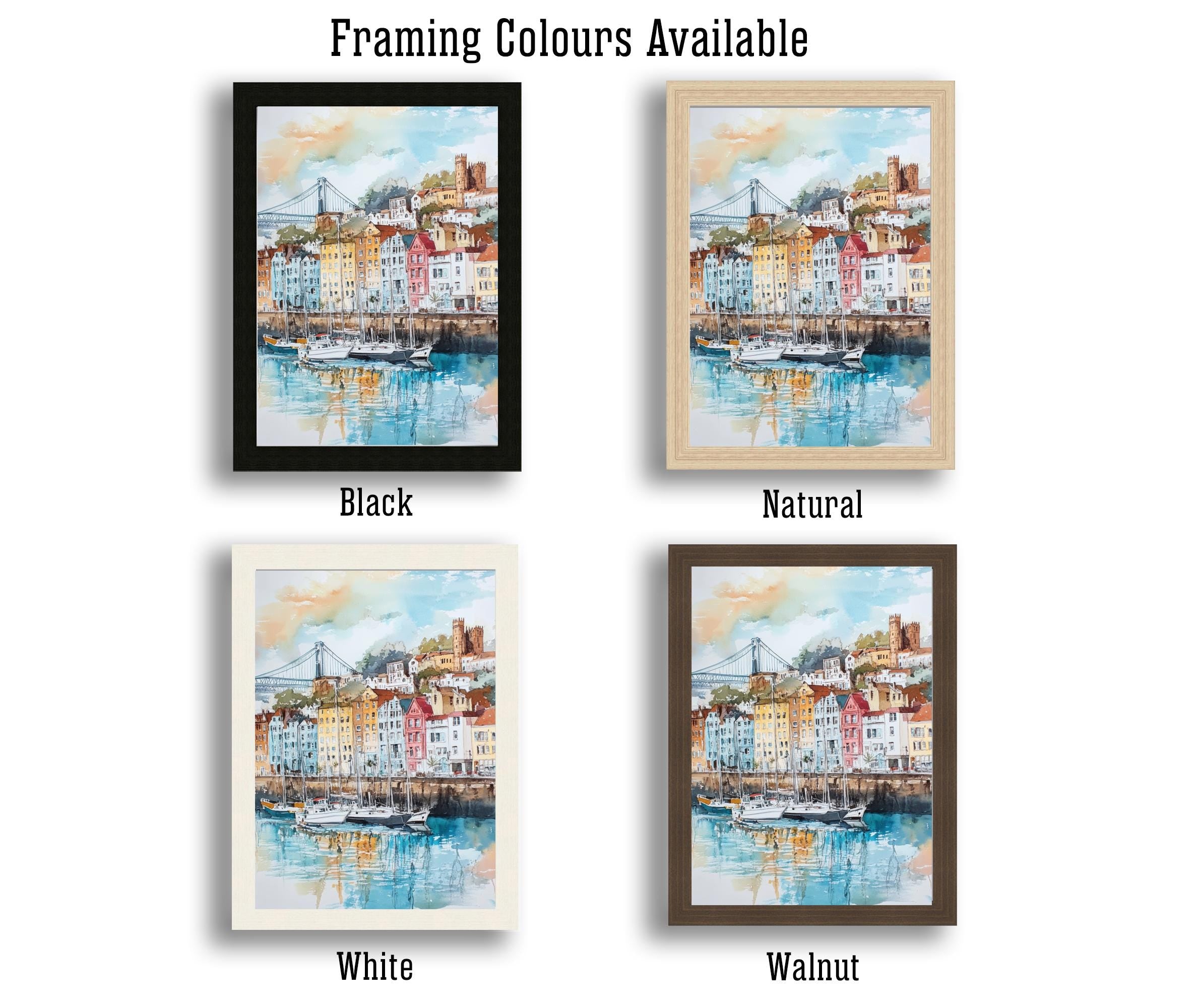 Bristol Watercolor Painting UK City Art Bristol Print Scenic Bristol Decor Waterfront Art
