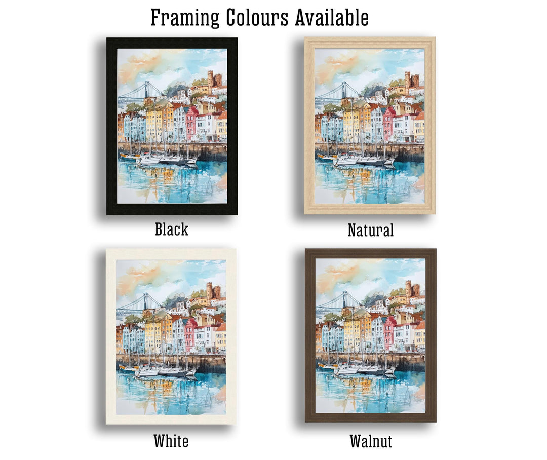 Bristol Watercolor Painting UK City Art Bristol Print Scenic Bristol Decor Waterfront Art