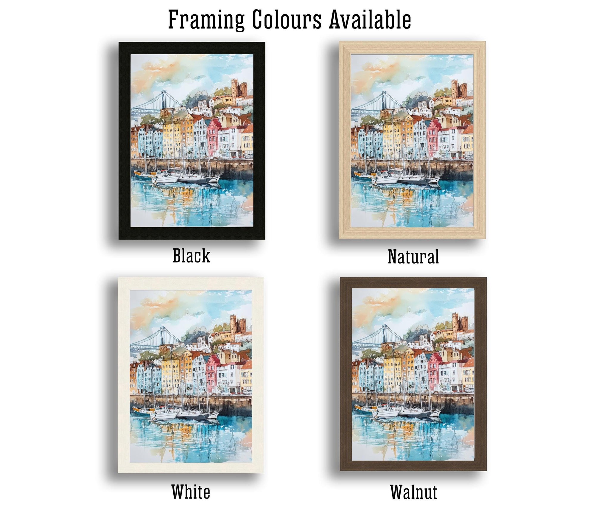 Bristol Watercolor Painting UK City Art Bristol Print Scenic Bristol Decor Waterfront Art