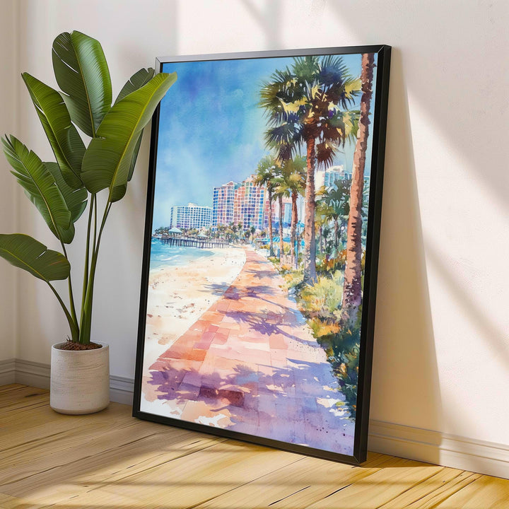 Clearwater Beach Watercolor Painting Florida Beach Art Clearwater Print Scenic Seascape Decor