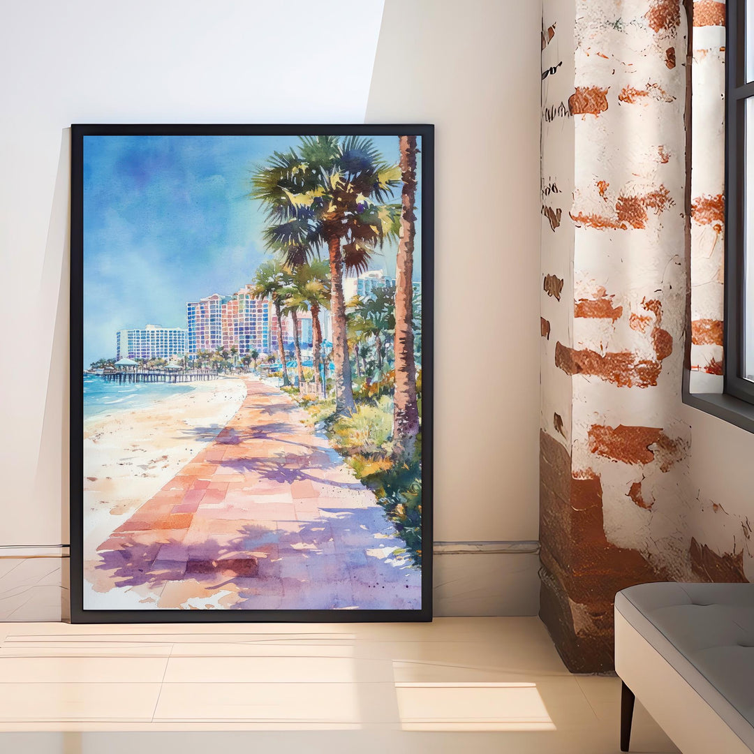 Clearwater Beach Watercolor Painting Florida Beach Art Clearwater Print Scenic Seascape Decor