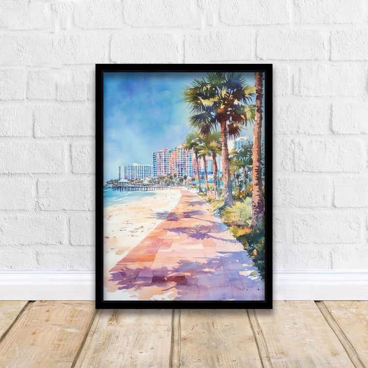 Clearwater Beach Watercolor Painting Florida Beach Art Clearwater Print Scenic Seascape Decor