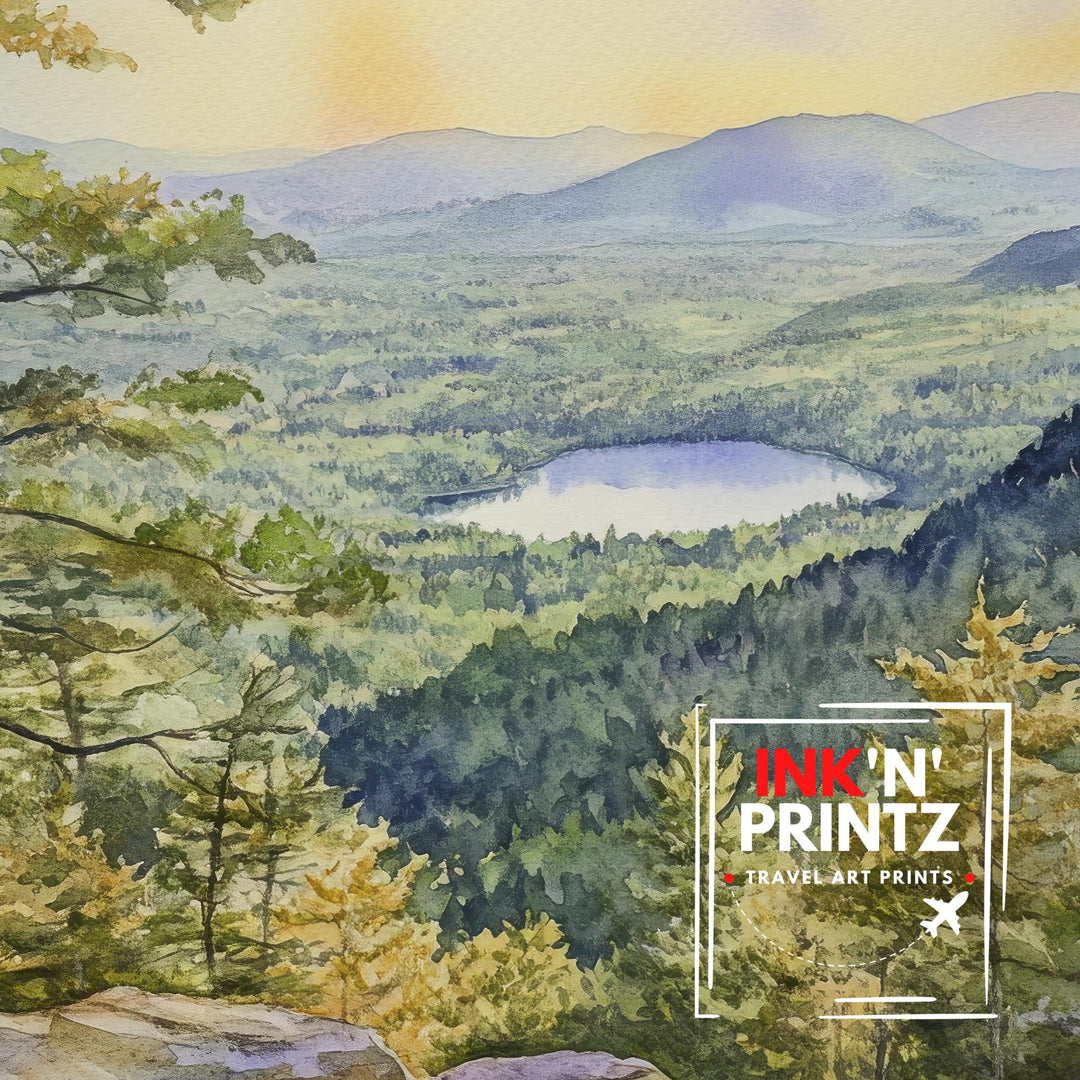 Catskill Mountains Watercolor Painting New York Landscape Art Catskill Print Scenic Mountain Decor
