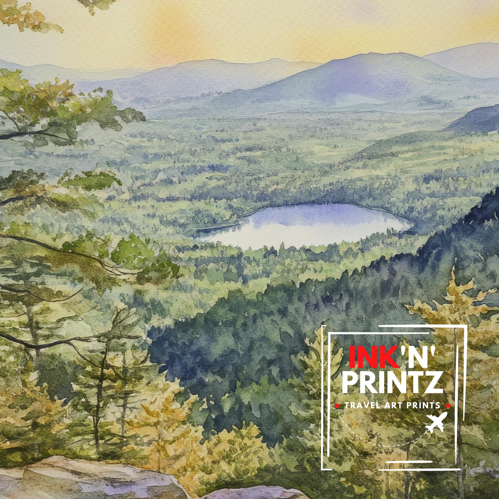Catskill Mountains Watercolor Painting New York Landscape Art Catskill Print Scenic Mountain Decor