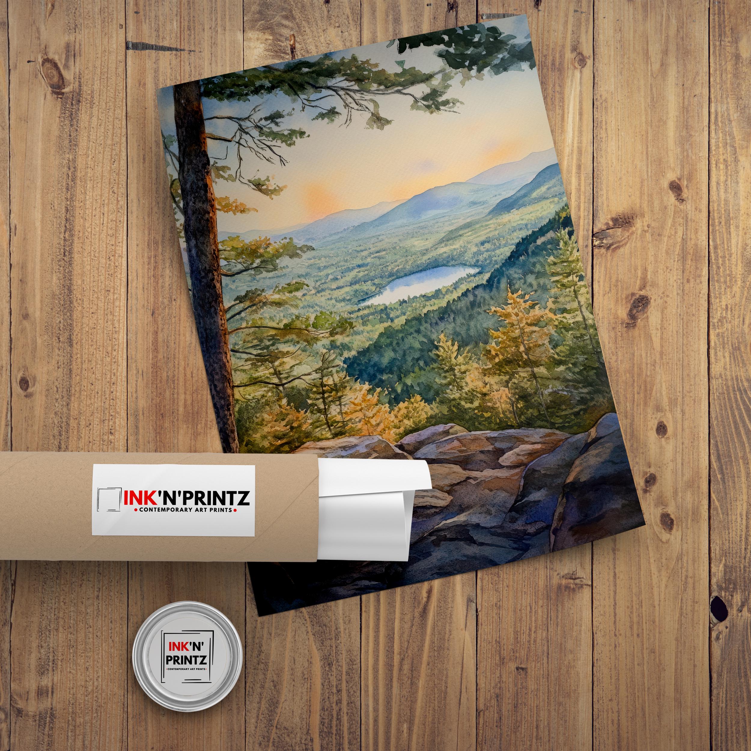 Catskill Mountains Watercolor Painting New York Landscape Art Catskill Print Scenic Mountain Decor