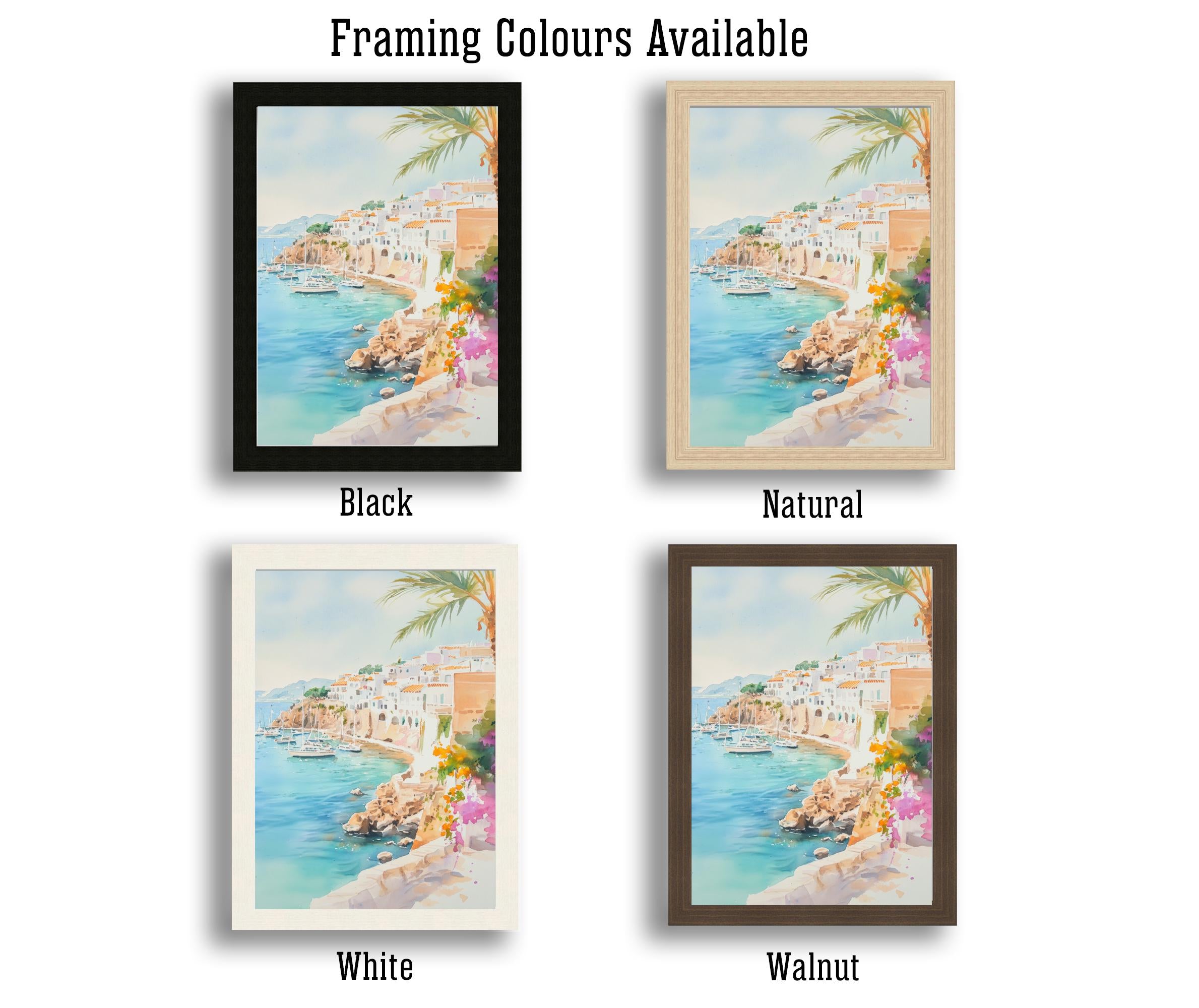 Ibiza Watercolor Painting Spanish Island Art Ibiza Print Scenic Mediterranean Decor Ibiza Beach Art