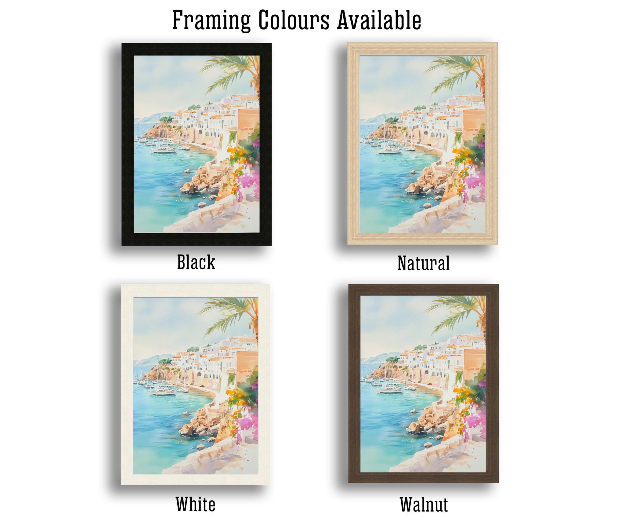 Ibiza Watercolor Painting Spanish Island Art Ibiza Print Scenic Mediterranean Decor Ibiza Beach Art