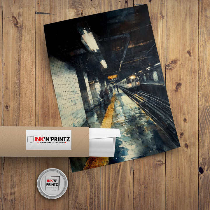 New York City Watercolor Poster NYC Skyline Art New York Print Scenic Cityscape Watercolor Decor