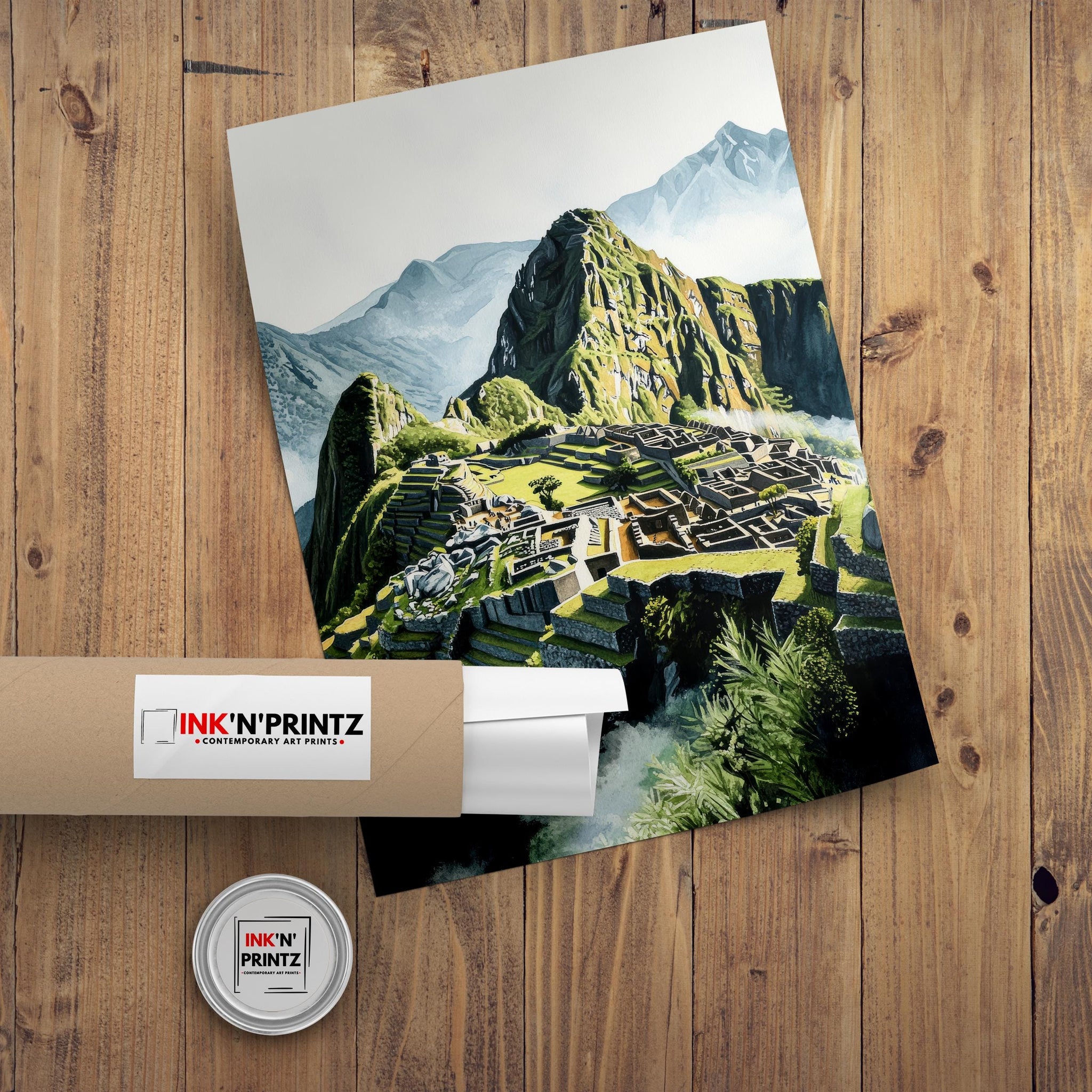 Machu Picchu Watercolor Painting Peru Landscape Art Machu Picchu Print Scenic Inca Ruins Decor