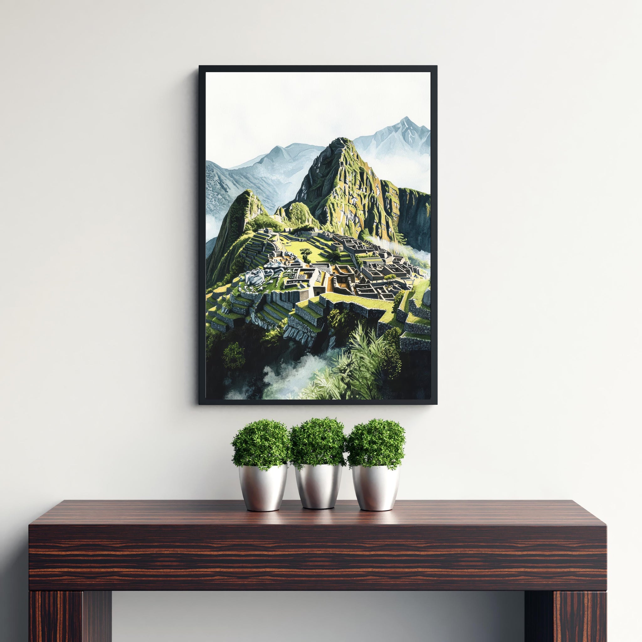 Machu Picchu Watercolor Painting Peru Landscape Art Machu Picchu Print Scenic Inca Ruins Decor